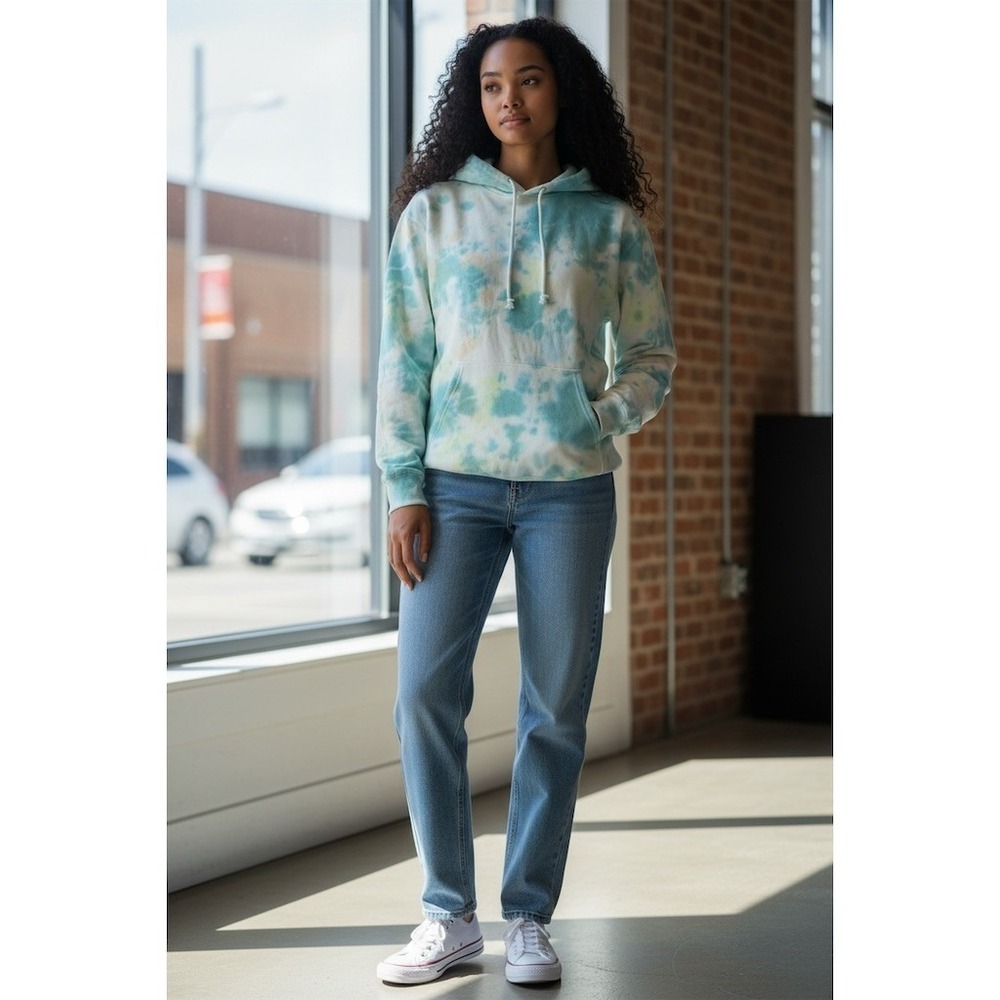 Aerie Hoodie Womens XS Blue Green White‎ Tie Dye Oversized Pullover athleisure